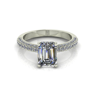 Lucy- Emerald Cut Engagement Ring With A Hidden Halo