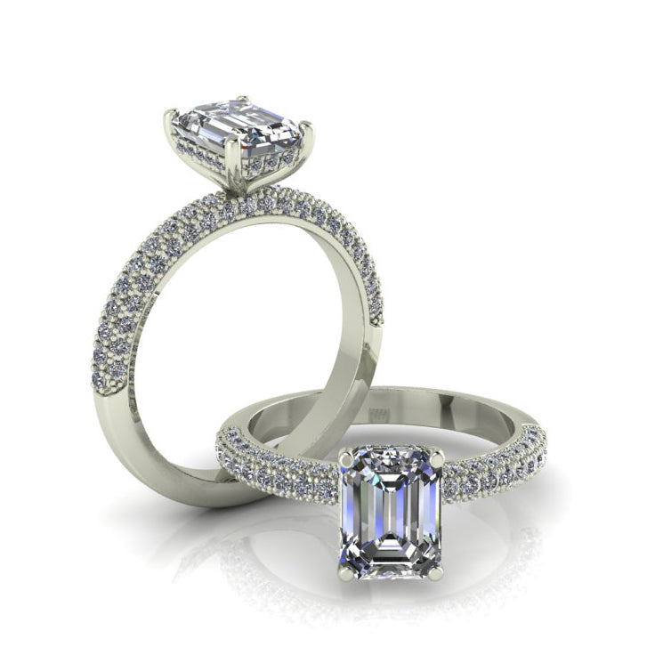 Lucy- Emerald Cut Engagement Ring With A Hidden Halo