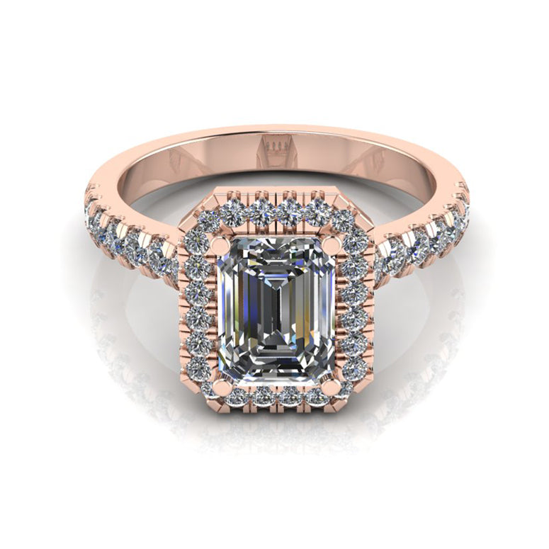 Stacey- Emerald Cut Halo Engagement Ring