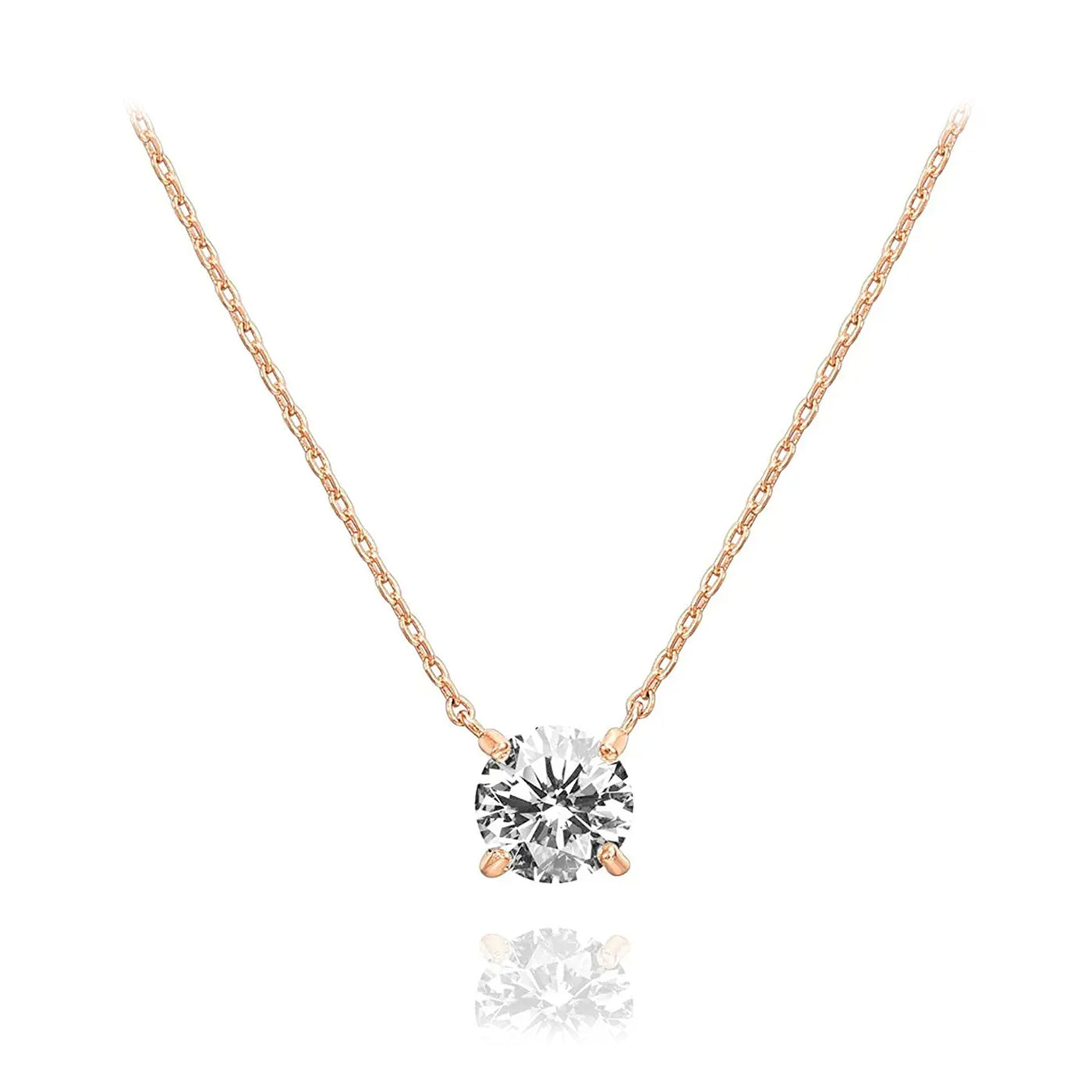 Round 4 Claw Diamond Pendant Necklace