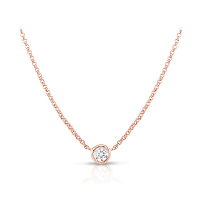 Round Shape Bezel Diamond Pendant Necklace