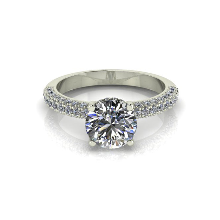 Zara- Round Cut Engagement Ring with Hidden Halo