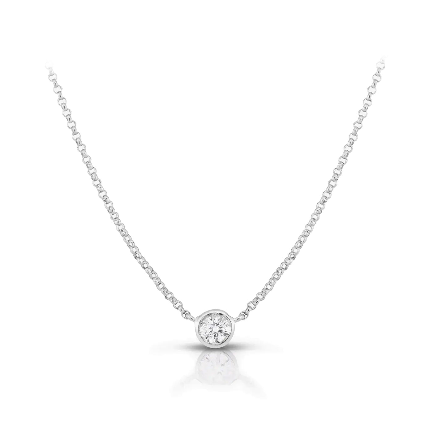 Round Shape Bezel Diamond Pendant Necklace