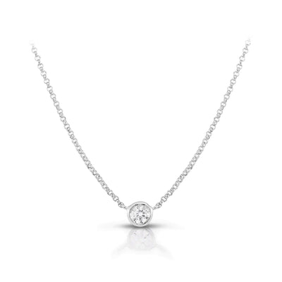 Round Shape Bezel Diamond Pendant Necklace