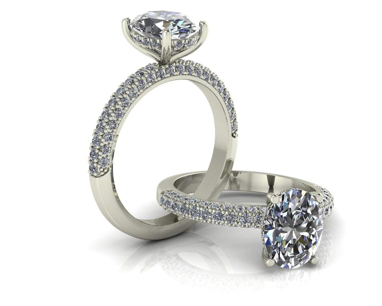 Evelyn- Oval Engagement Ring with a hidden halo