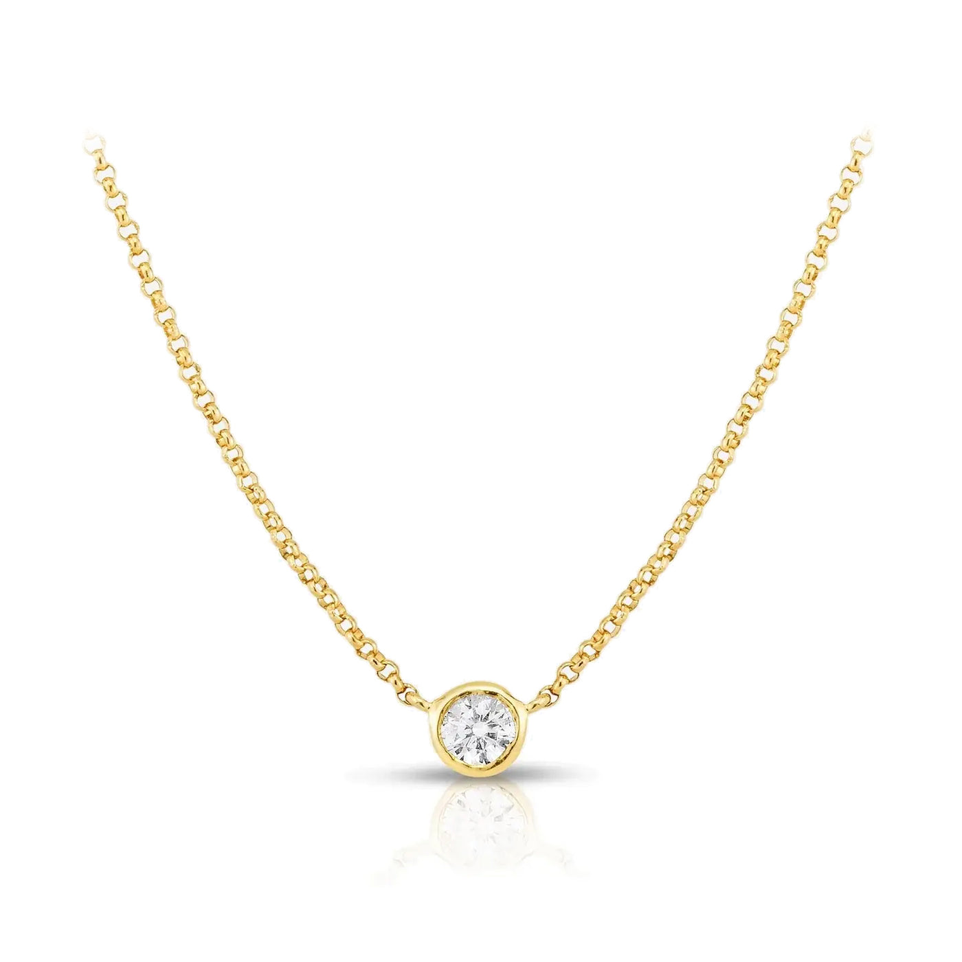 Round Shape Bezel Diamond Pendant Necklace