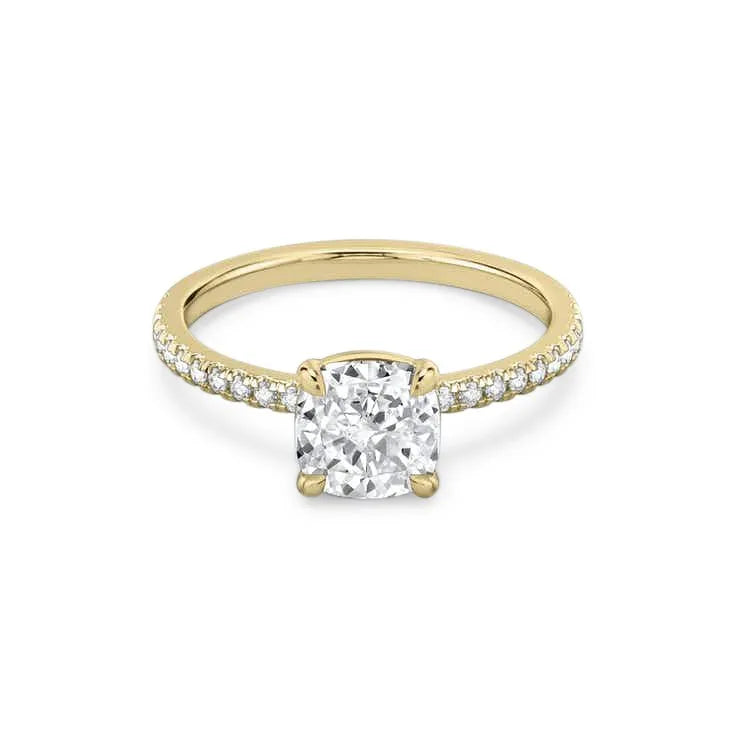 Hanna – Cushion Cut Engagement Ring on a Micro Claw Set Diamond Band