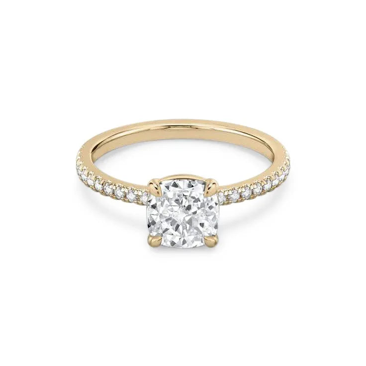 Hanna – Cushion Cut Engagement Ring on a Micro Claw Set Diamond Band