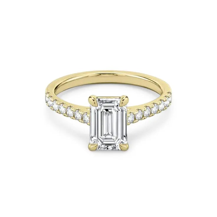 Carla – Emerald Cut Engagement Ring on a Micro Claw Set Diamond Band