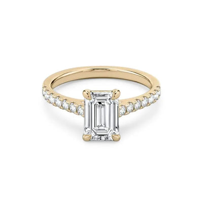 Carla – Emerald Cut Engagement Ring on a Micro Claw Set Diamond Band