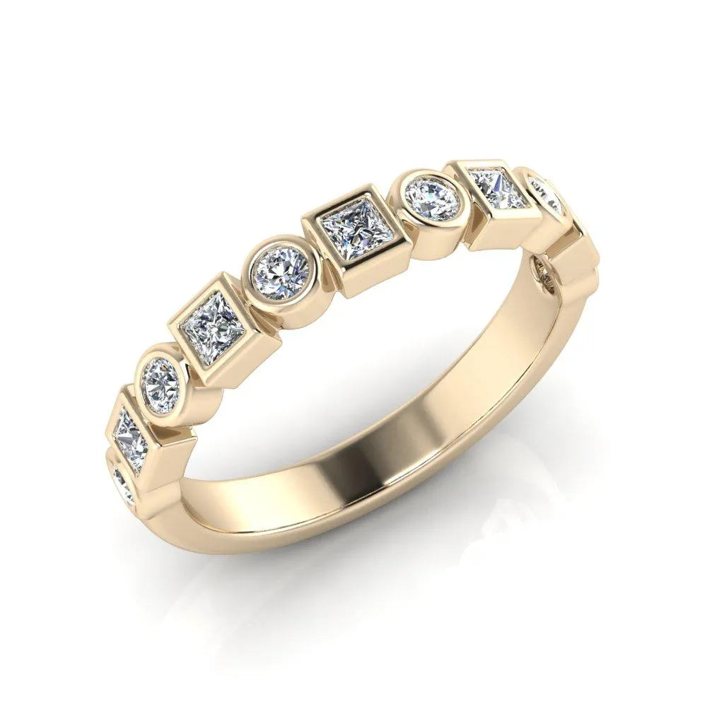 Alannah- Princess and Round Bezel Set Diamond Band