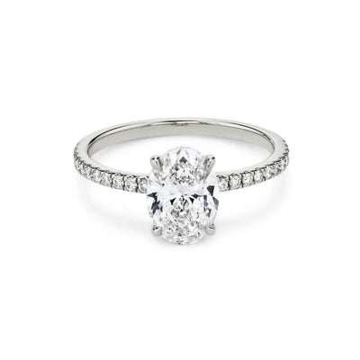 Lois – Oval Cut Engagement Ring on a Micro Claw Set Band