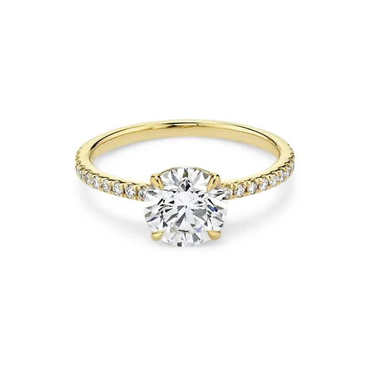 Neve – Round Cut Engagement Ring on a micro claw set band