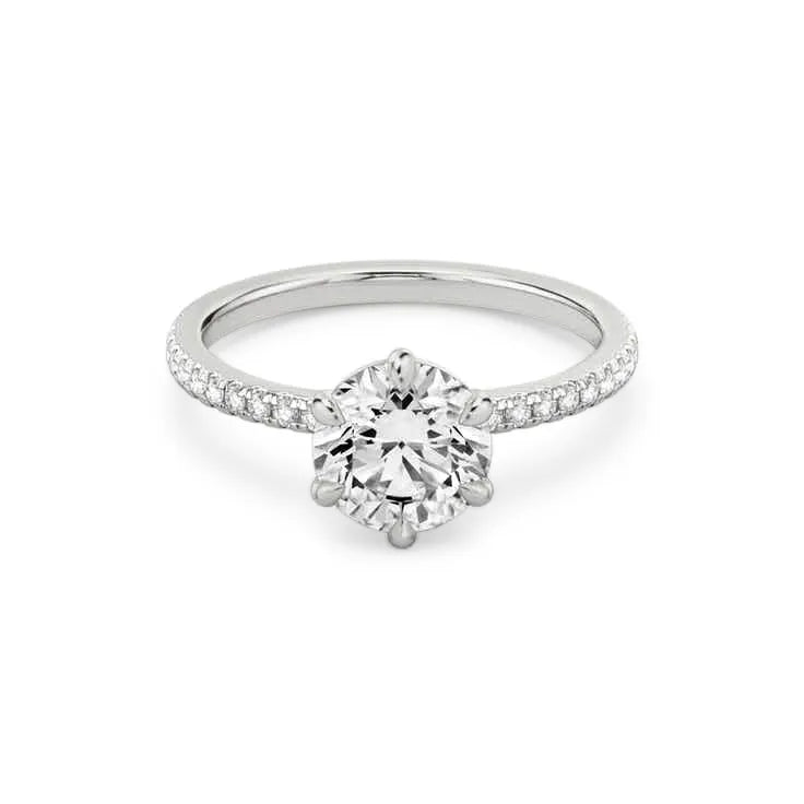 Ana – Round Solitaire Diamond with Micro Claw Diamond Band