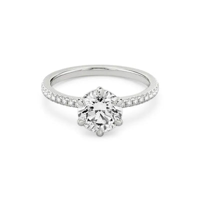 Ana – Round Solitaire Diamond with Micro Claw Diamond Band