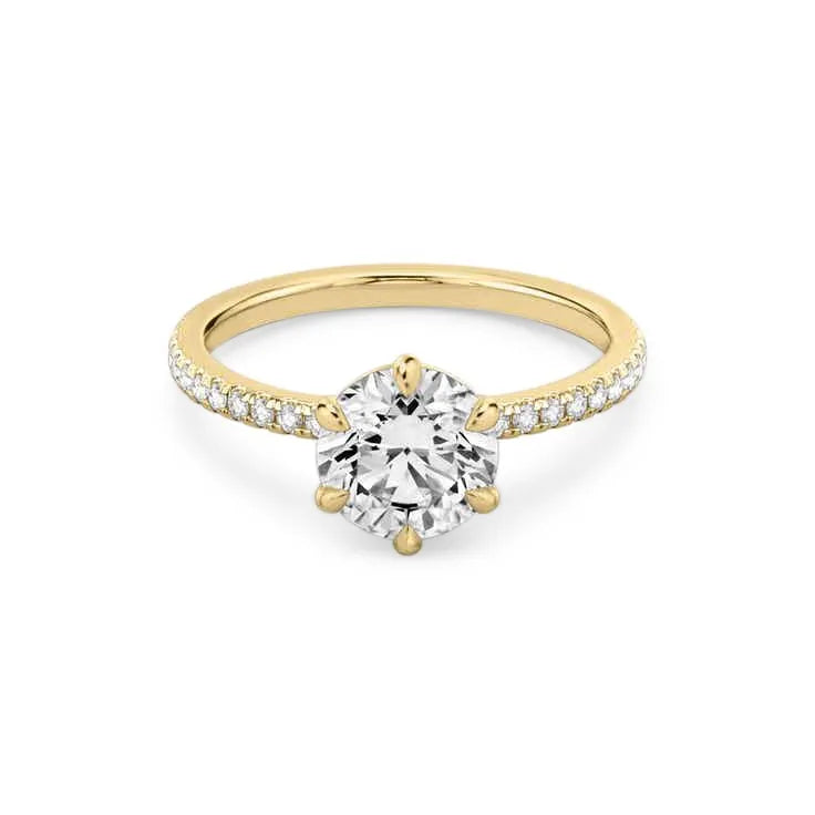 Ana – Round Solitaire Diamond with Micro Claw Diamond Band