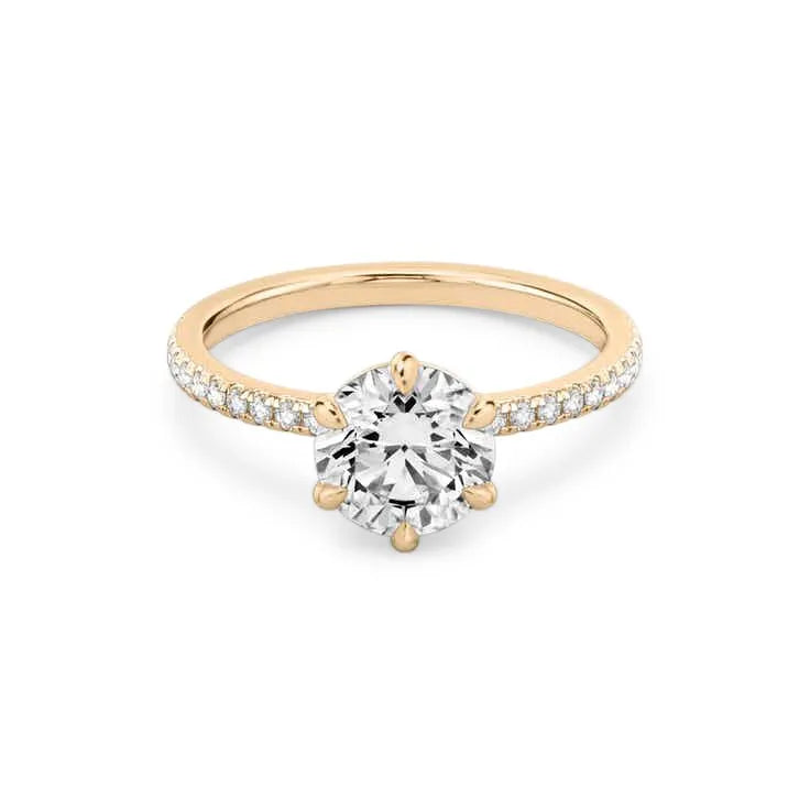 Ana – Round Solitaire Diamond with Micro Claw Diamond Band